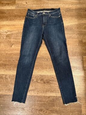 Banana Republic Dark Indigo Skinny Jeans with Frayed Hem